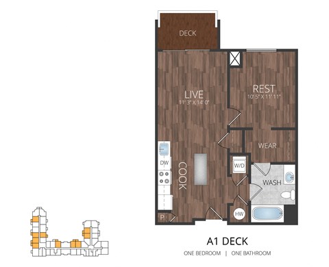 a floor plan of a 1 bedroom
